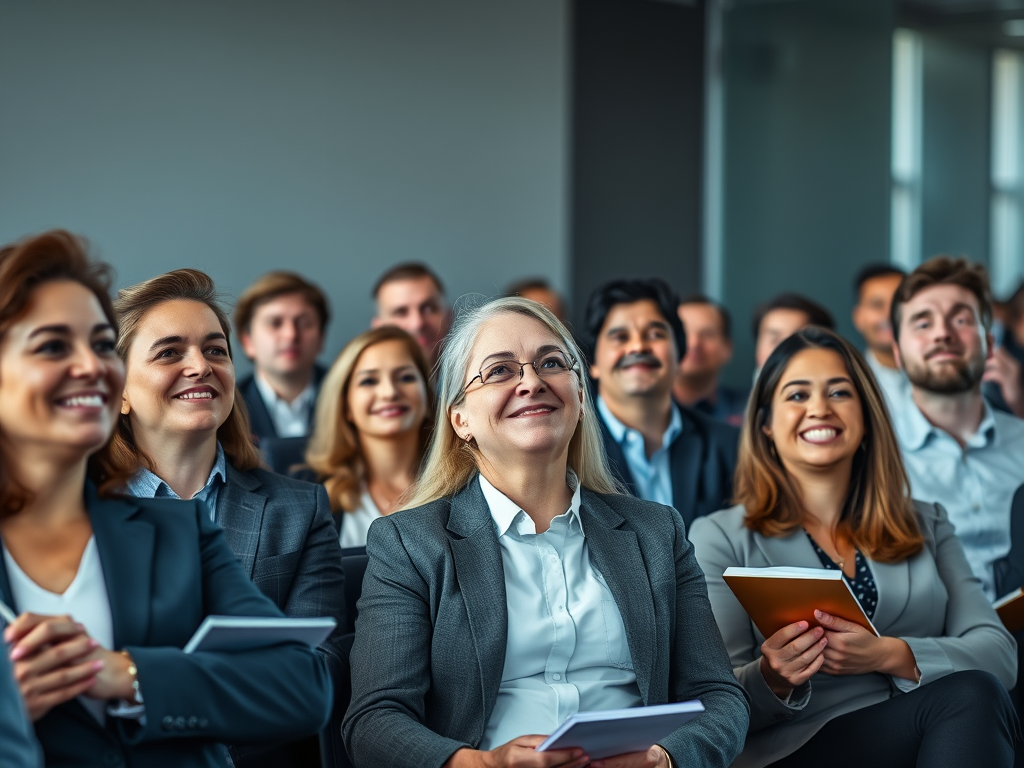4 room full of executives and teachers who look like they 2